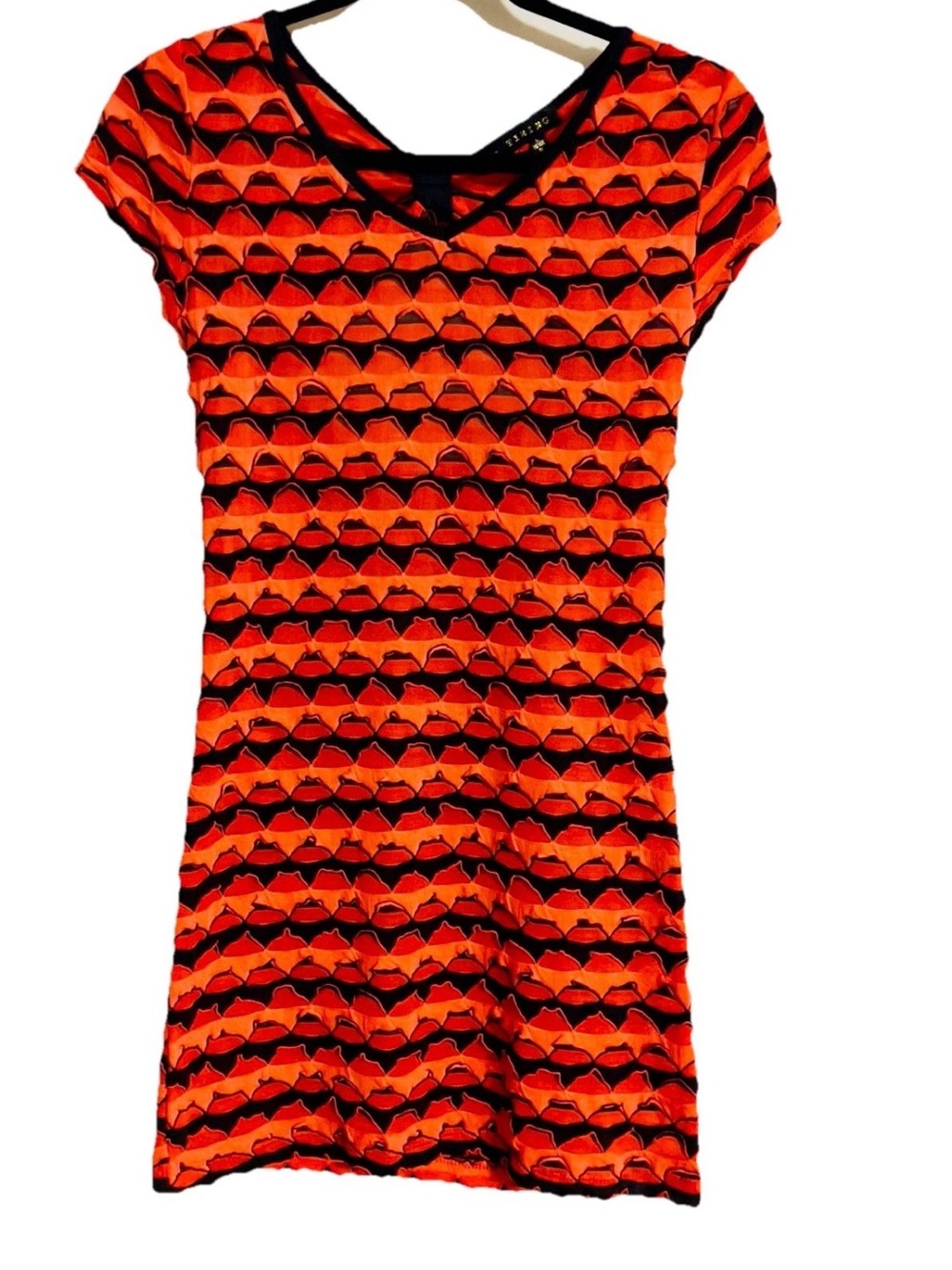 Y2K Scallop Textured Sheath Dress Sz L Open Bow Back Stretch Knit Retro Mod Chic
